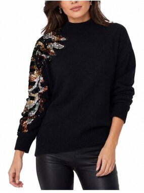 Work in Progress Gladys Bagley Sweater Womens L Black Batwing Sequin Glam VTG